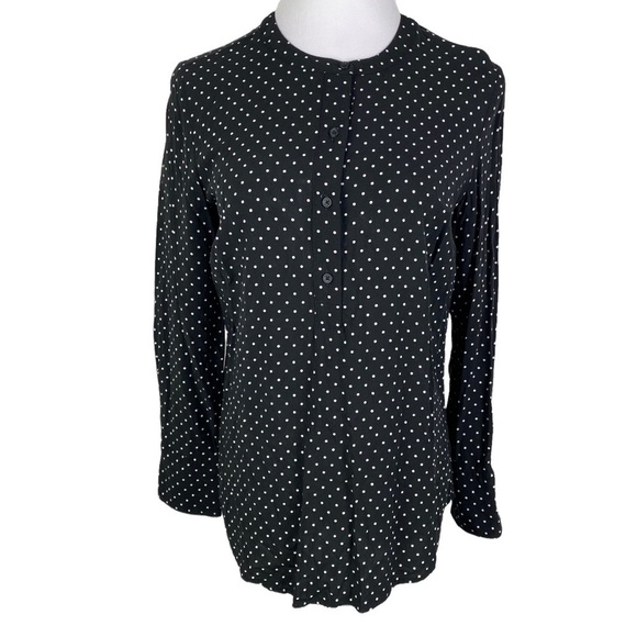 Old Navy Polka Dot 4-Button Front Long Sleeve Blouse Women's Medium Black White‎ - Picture 6 of 10